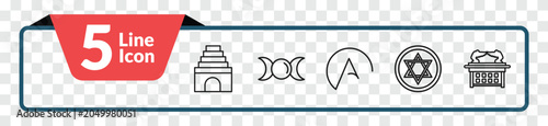 Foto outline religion icons set - temple, goddess, blasphemy, ark of the convenant
