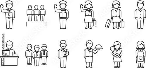 Quadro su tela Profession icon illustration collection featuring police officer, businessperson