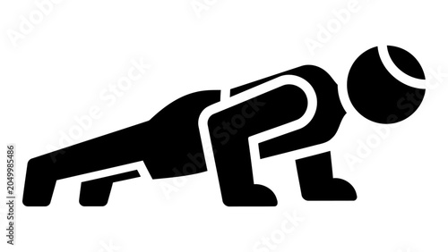 Billede på lærred Vector illustration of a person performing a push-up exercise, represented as a