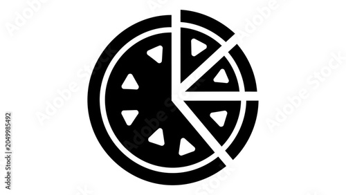 Bilde på lerret Vector illustration of a pizza icon with a slice removed