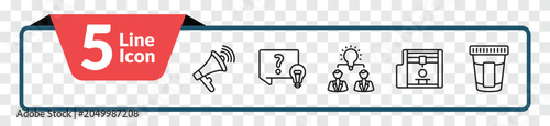 Foto outline general icons set - agitation, quiz, 3d printing, urine test