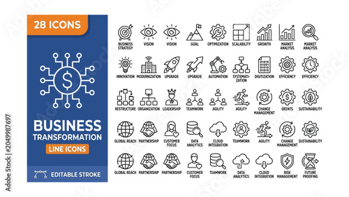Fotografi Business Transformation icon set
