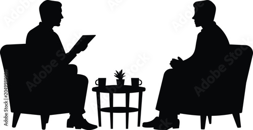 Photos Business Consultation Silhouette Illustration of Professional Discussion and Coa