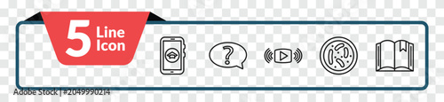Foto outline education icons set - smartphone app, ask, parasites, book with bookmark