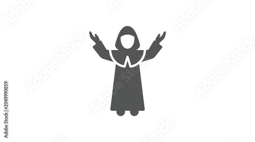 Foto A minimalist flat vector icon of a praying monk with raised arms.