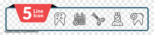 Photos outline dentist icons set - bicuspid, medical appointment, male nurse, dental care