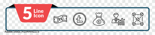 Foto outline cryptocurrency icons set - real, , economist, blokchain block
