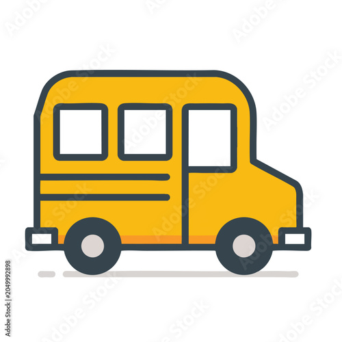 A simple flat vector icon of a yellow school bus for educational design.