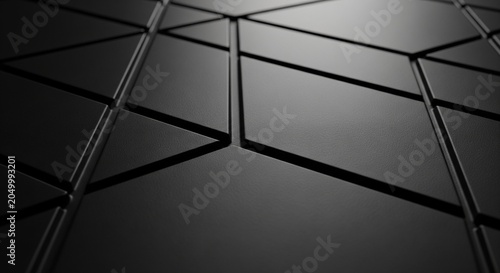 Abstract geometric shape shadow projected onto a bright white concrete ground. Graphic minimalist design with light and dark contrast