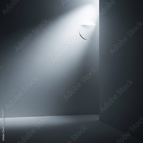 Close-up of a black geometric wall or floor with large dark polygonal panels. Minimalist dark abstract background with sharp lines and glossy reflections