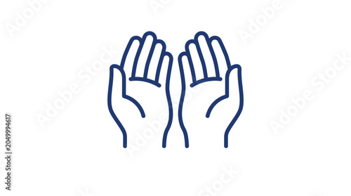 Bild auf Leinwand A simple line art illustration of two open human hands held together in a gesture of prayer or receiving