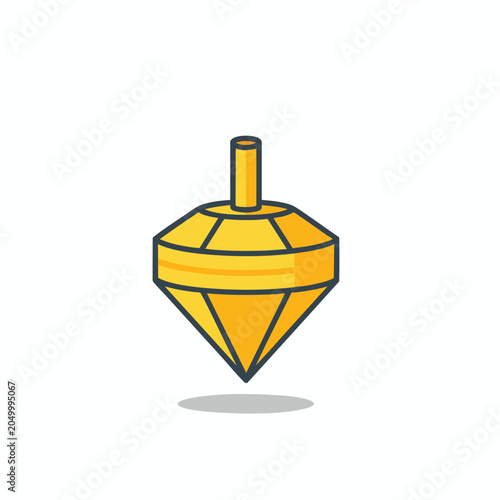 Flat Vector Illustration of a Classic Yellow Spinning Top Toy.