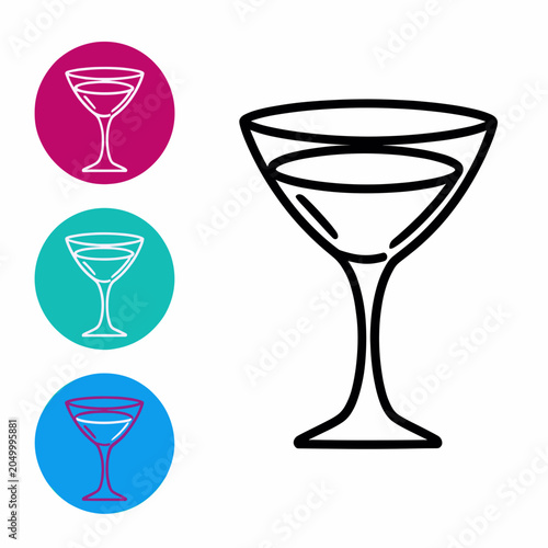 Martini Glass Icon Set with Colored Circular Backgrounds