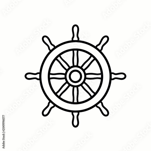 Ship Steering Wheel Icon Isolated on White Background