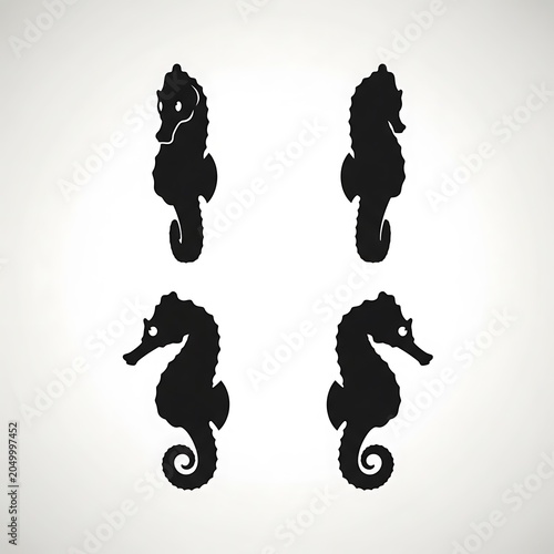 Black silhouette of four ballet dancers in arabesque.