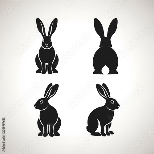 Black silhouette of four cats in various poses.