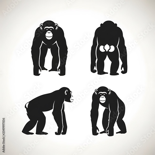 Black silhouette of four dogs in different poses.