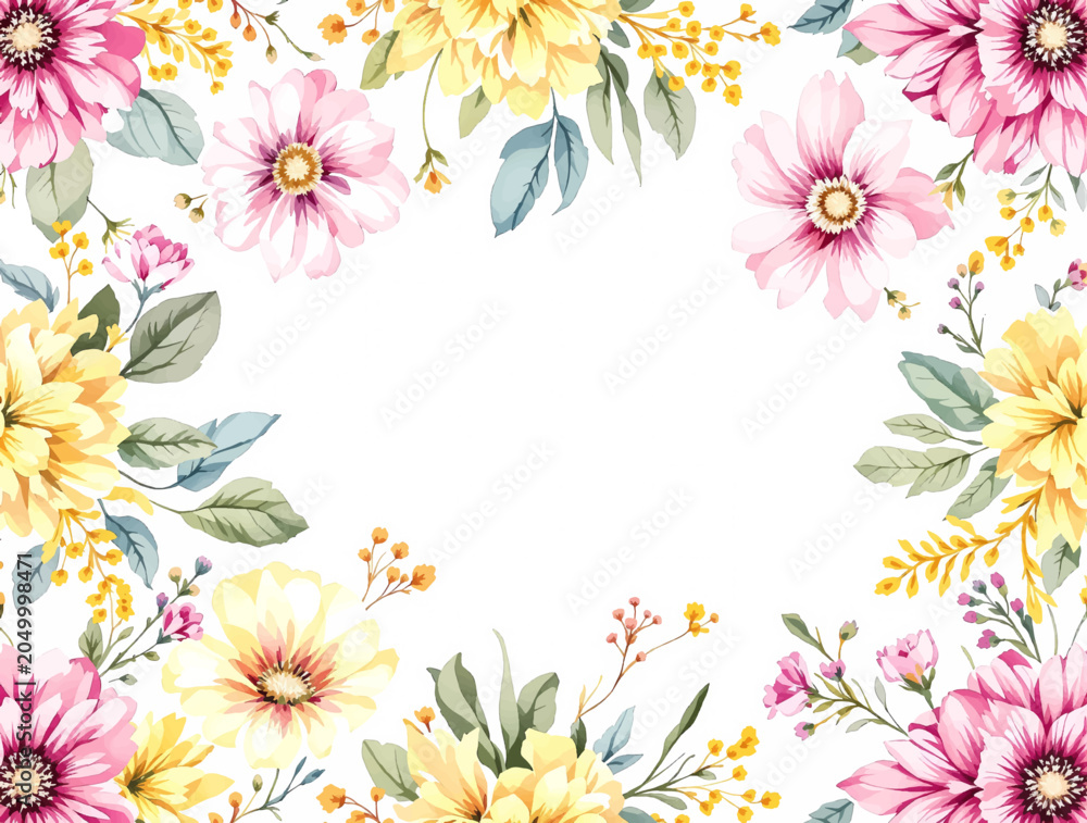 Fototapeta premium Elegant Floral Corners Framing a Clean Background for Creative Expression