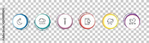 Bild auf Leinwand outline weather icons set - twilight, steady rain, bolt, weathercock