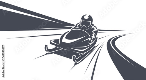 Bobsleigh Athlete Racing Vector Illustration