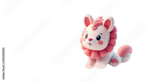 Tableau sur toile Cute Pink Lion Cub Mascot Character Isolated for Childish Design