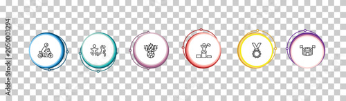 Fotografie outline sports icons set - motorbike riding, excercise, soccer football ball, estadio