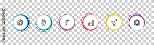 Foto outline religion icons set - dharma, rabbi, budding staff, bahai
