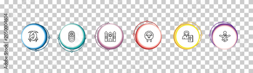Foto outline religion icons set - odin, jewish coins, synagogue, monk