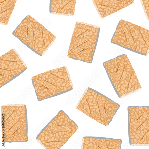 Healthy fried Tempe pattern issolated on white. fulll of nutrition vegetable food 