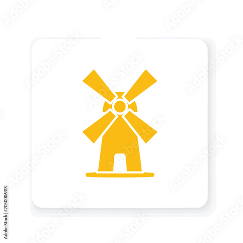 Minimalist yellow windmill icon on a rounded square background.