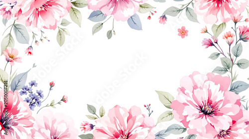 Schilderij op canvas Soft Pink Flower Frame Creating a Beautiful Background for Special Occasion Desi
