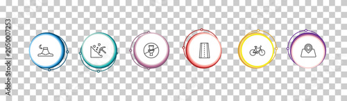Bild auf Leinwand outline maps and flags icons set - mount fuji, mining work zone, no toileting, map localization