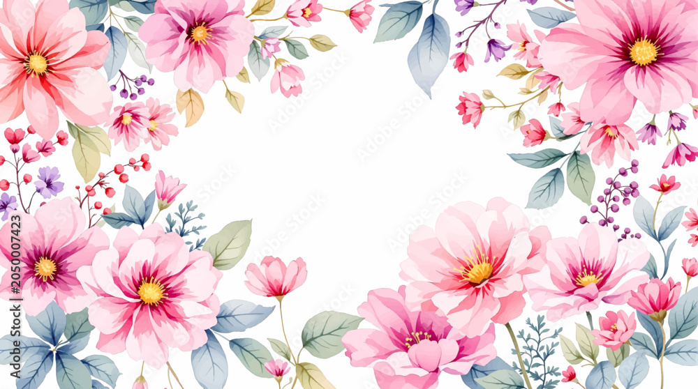 Obraz premium Floral Flower Frame Designed for Creative Projects, Quotes, Invitations, and Celebrations