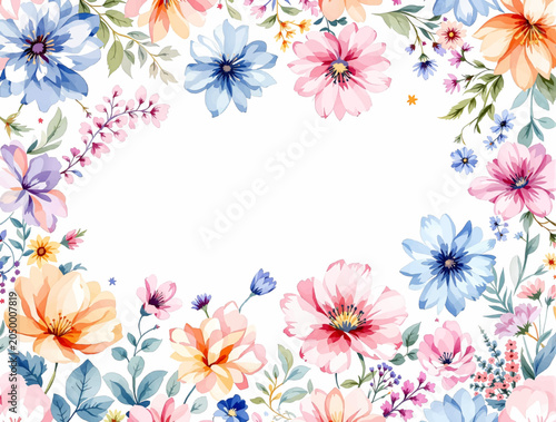 Watercolor Flower Frame Perfect for Wedding Invitations, Greeting Cards, and Announcements