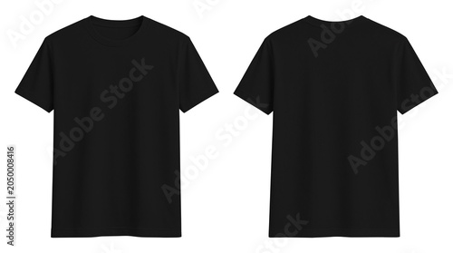 Cuadro en lienzo Plain Black Crew Neck T-Shirt Mockup Front and Back Template