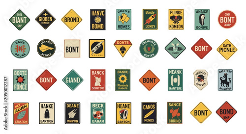 Schilderij op canvas Retro road signs, vintage signage, quirky and unique designs