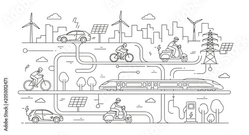 Foto Urban transportation powered by clean energy and electric vehicles