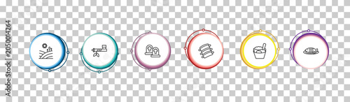 Fotografía outline culture icons set - tuscany, pipe of peace, cemetery, cantonese fish
