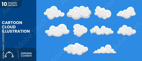 White Cartoon Clouds Weather and Sky Graphic Element Set