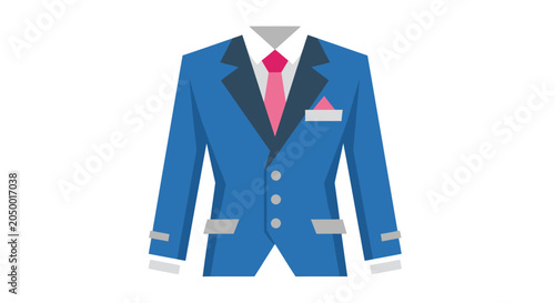 Blue Suit Jacket with Pink Tie Vector Illustration