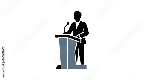 Tableau sur toile Businessman Giving a Speech at a Podium Vector Illustration
