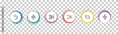 Tableau sur toile outline arrows icons set - left curve arrow, split vertical, skip track, vertical merge