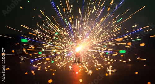 Vibrant colorful fireworks exploding brightly outside.