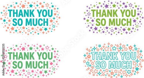 Foto Colorful thank you so much starry gratuity labels