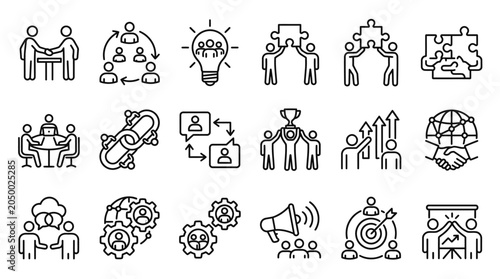 Fotografija Business icons depict various corporate concepts and teamwork