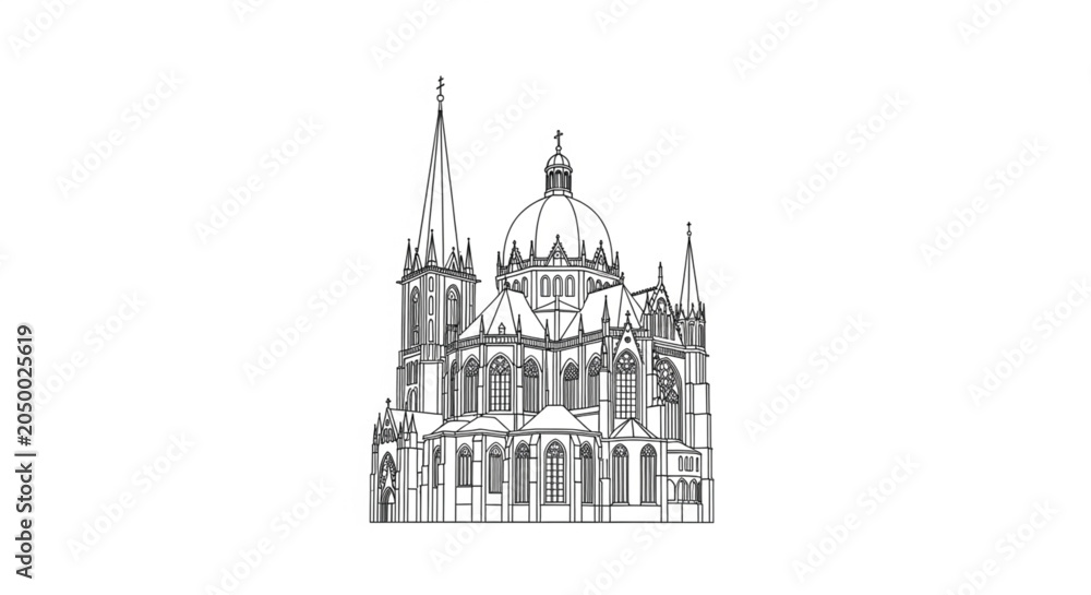 Obraz premium Large Gothic Architectural Building Structure.