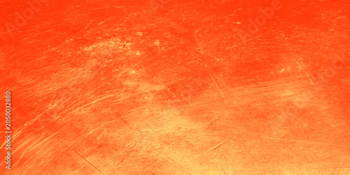Foto Vibrant orange watercolor shades grunge background with scratched texture and wa