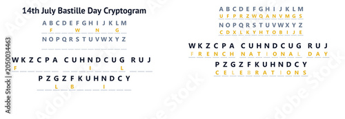Quadro em tela Bastille Day Secret Message Cipher Decoding Puzzle Worksheet For Education Schoo