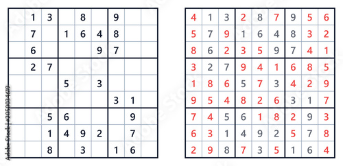 Canvastavla Competitive sudoku challenge with empty cells for solving training and brain tea