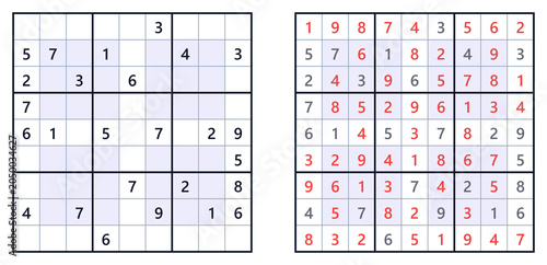 Foto Hard level hyper sudoku printable worksheet for brain training and mental exerci